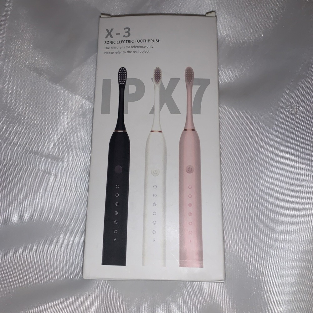 New-X3 Sonic Electric Toothbrush Black With 4-Brush‎ Heads,USB-C Cable
